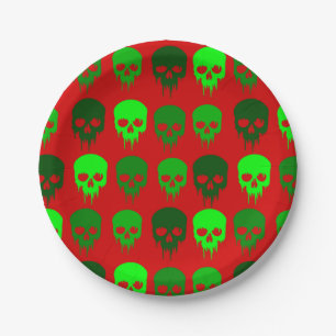 gothischer Weihnachts-Schädel-Skelett Pappteller