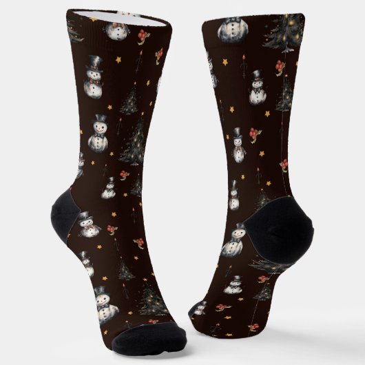 Gothischer Weihnachtsbaum Gruselige Schneemänner Socken (Gewinkelt)