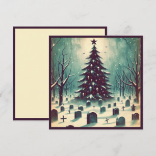 Gothischer Weihnachtsbaum mit Friedhofsfledermäuse Feiertagskarte