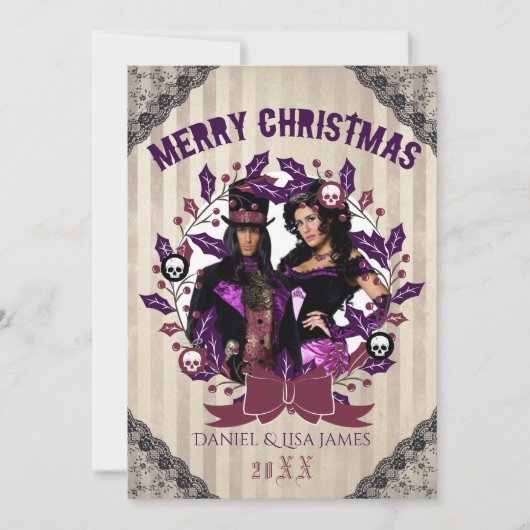 Gothischer Weihnachtskränz Foto Karte (Vorderseite)
