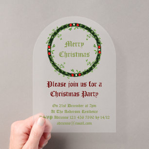 Gothischer Weihnachtskranz individuell anpassbar Acryleinladungen