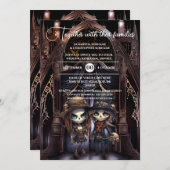 Gothisches Brautpaar gotische Kathedrale dunkle St Einladung (Vorne/Hinten)