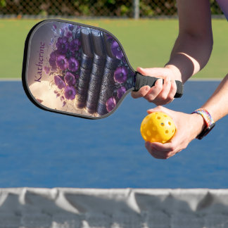 Gothisches Buch Lila Blumenmuster Pickleball Schläger