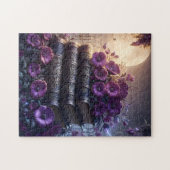 Gothisches Buch Lila Blumenmuster Puzzle (Horizontal)