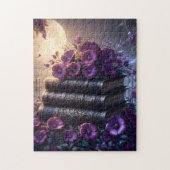 Gothisches Buch Lila Blumenmuster Puzzle (Vertikal)