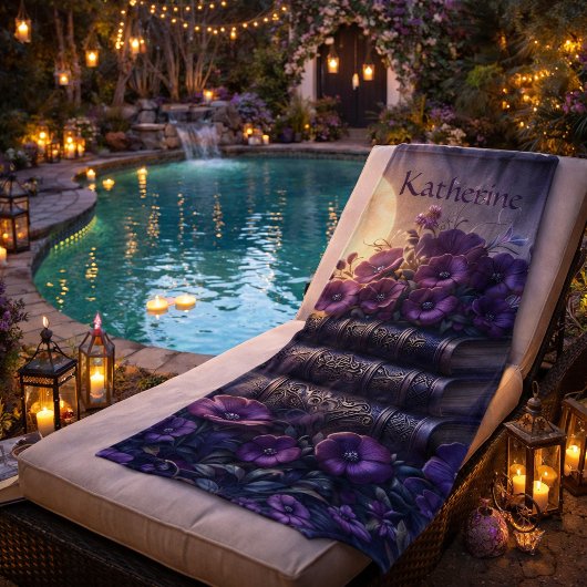Gothisches Buch Lila Blumenmuster Strandtuch