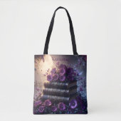 Gothisches Buch Lila Blumenmuster Tasche (Vorderseite)