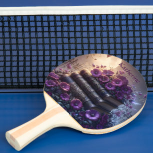 Gothisches Buch Lila Blumenmuster Tischtennis Schläger