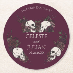 Gothisches burgundisches Blumenkleid bis zum Tod H Runder Pappuntersetzer