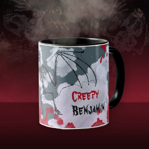 Gothisches gruseliges Fledermaus-Skelett Halloween Tasse