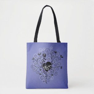 Gothisches Herz mit Pflaster schwarz und Lila Tasche