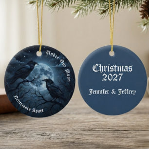 Gothisches Himmels-Raben-Mond-Paar-Weihnachten Keramik Ornament