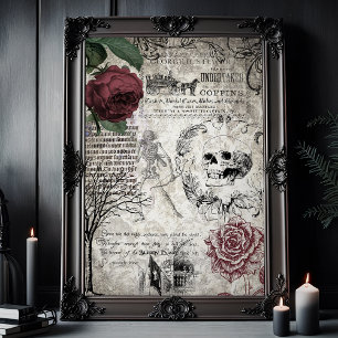 Gothisches makabres viktorianisches Totenkopf- und Seidenpapier
