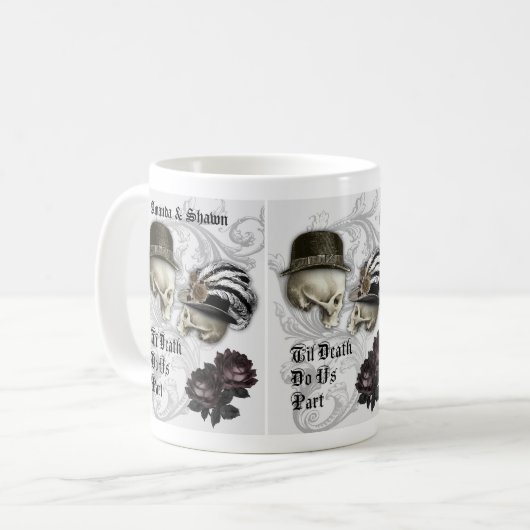 Gothisches Paar in Liebe Skulls Custom Coffee Tass Kaffeetasse (Vorderseite Links)