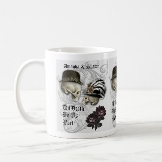 Gothisches Paar in Liebe Skulls Custom Coffee Tass Kaffeetasse (Links)