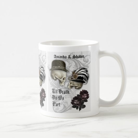 Gothisches Paar in Liebe Skulls Custom Coffee Tass Kaffeetasse (Rechts)