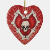 Gothisches rotes Herz mit Knochengürteln Keramik Ornament (Rechts)