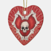 Gothisches rotes Herz mit Knochengürteln Keramik Ornament (Links)