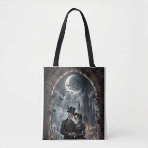 Gothisches Skelett-Paar Dark Romance Rosen Tasche