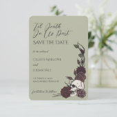 Gothisches Spanisches Moos Grün Save the Date (Stehend Vorderseite)
