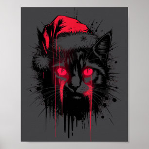Gothisches Weihnachts-Nge-Horror-Katzen-Santa-Hut  Poster