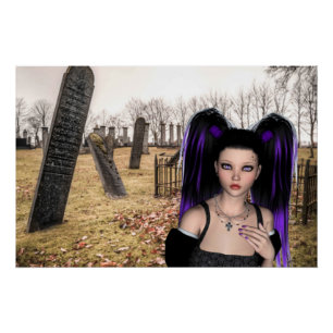 Gothmädchen zu Halloween Poster