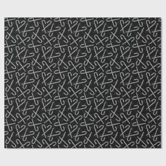 Gothmas Black and White Candy Cane Pattern Geschenkpapier (Flach)
