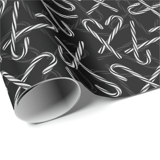 Gothmas Black and White Candy Cane Pattern Geschenkpapier (Rolleneckpunkt)