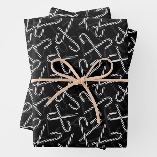 Gothmas Black and White Candy Cane Pattern Geschenkpapier Set (Beispiel)