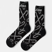 Gothmas Black and White Candy Cane Pattern Socken (Linkes Detail)