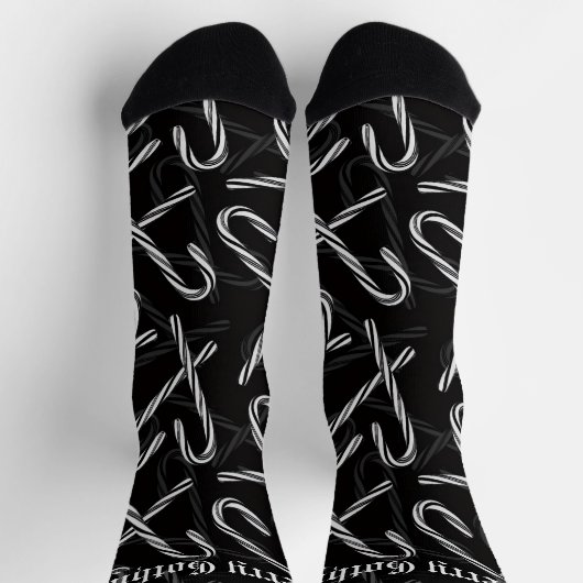 Gothmas Black and White Candy Cane Pattern Socken (Oben)