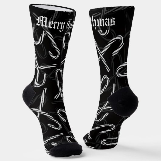 Gothmas Black and White Candy Cane Pattern Socken (Gewinkelt)