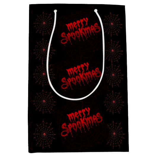 Gothmas Bold Red Script on Black Goth Christmas Mittlere Geschenktüte (Vorderseite)