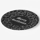 Gothmas Schwarz-Weiß-Streifenmuster Pappteller (Schrägansicht)