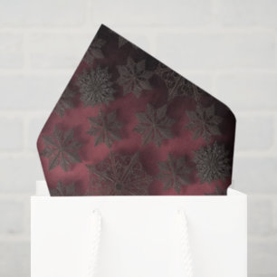 Gothmas Schwarzes Blumenmuster auf tiefem Karmesin Seidenpapier
