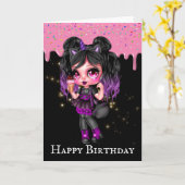 Gothmets lila schwarzer Zuckerguss tropfen Karte (Gelbe Blume)