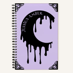 Gothname Lila Black Dripping Moon Silhouette Notizblock