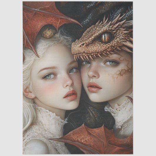 Gothological Mythological Nymph Fantasy Dragon Seidenpapier (Vorderseite)