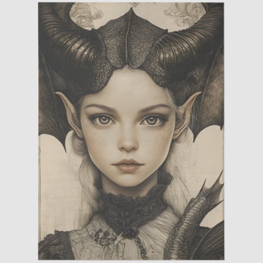 Gothological Mythological Nymph Fantasy Dragon Seidenpapier (Vorderseite)