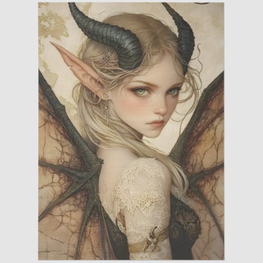 Gothological Mythological Nymph Fantasy Dragon Seidenpapier (Vorderseite)