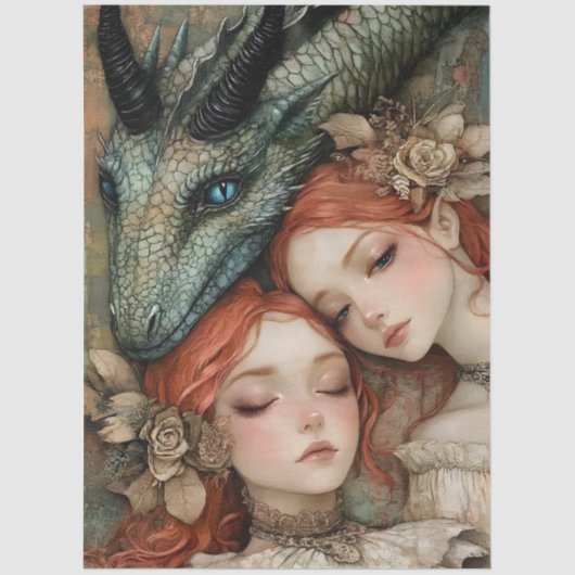 Gothological Mythological Nymph Fantasy Dragon Seidenpapier (Vorderseite)