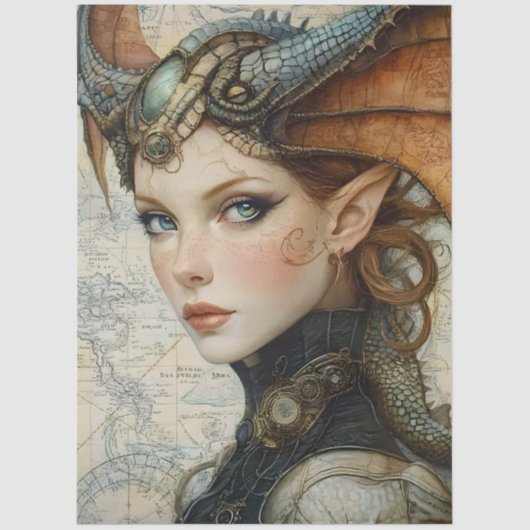 Gothological Mythological Nymph Fantasy Dragon Seidenpapier (Vorderseite)