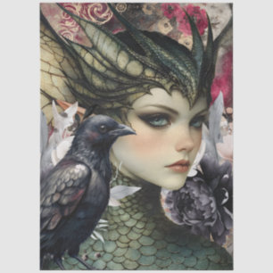Gothology Nymph Fantasy Dragon Collage Seidenpapier