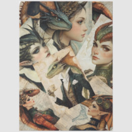 Gothology Nymph Fantasy Dragon Collage Seidenpapier