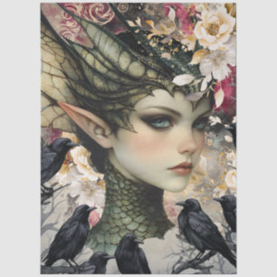 Gothology Nymph Fantasy Dragon Collage Seidenpapier