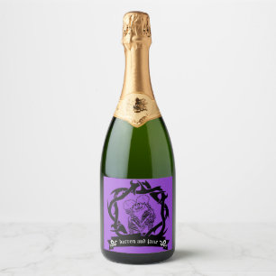 Gothromantische Hochzeit und Valentingeschenk Schaumweinetikett