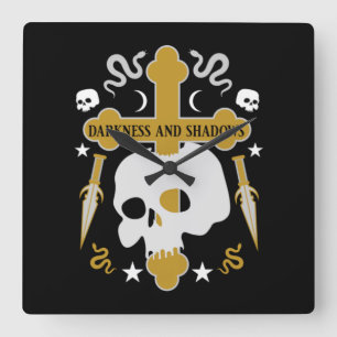 Goths Skull and Cross Wale Goth Day Quadratische Wanduhr