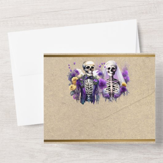 Gotik bis Tod Teil lila Brautpfauschick All In One Einladung (Rückseite)