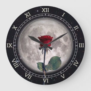 Gotik, Vintag, Viktorianisch, Rote Rose, Fantasie Große Wanduhr