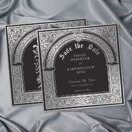 Gotisch Schwarz Silber Mittelalterliche Hochzeit Save The Date